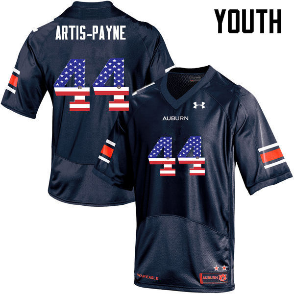 Youth #44 Cameron Artis-Payne Auburn Tigers USA Flag Fashion College Football Jerseys-Navy - Click Image to Close